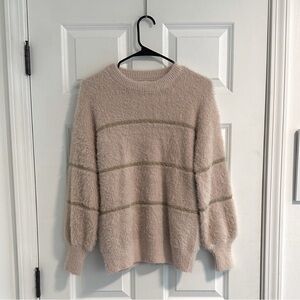 NWOT Allison New York Pink Metallic Stripe Sweater Size S